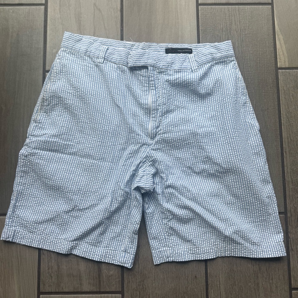 Greg Norman Collection Light Blue Striped Shorts